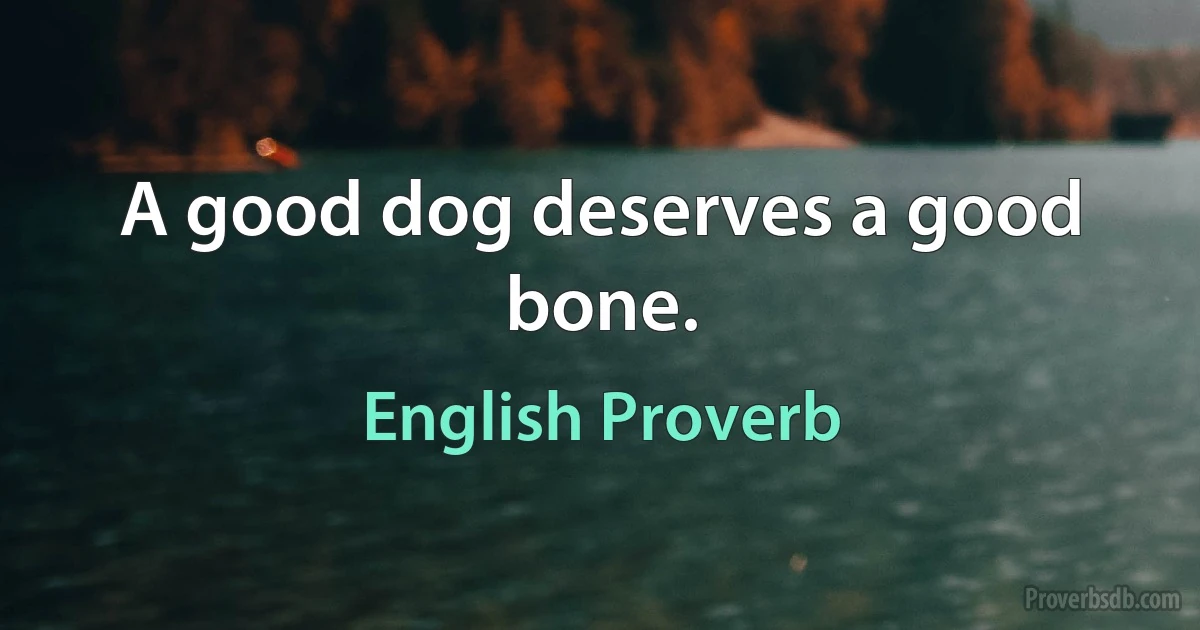 A good dog deserves a good bone. (English Proverb)