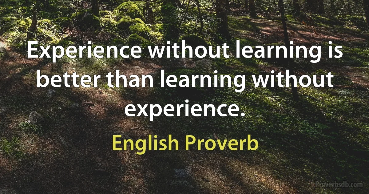 Experience without learning is better than learning without experience. (English Proverb)