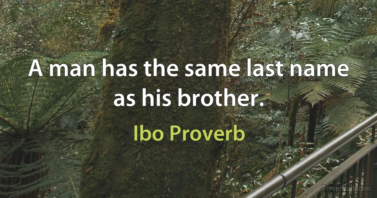 A man has the same last name as his brother. (Ibo Proverb)