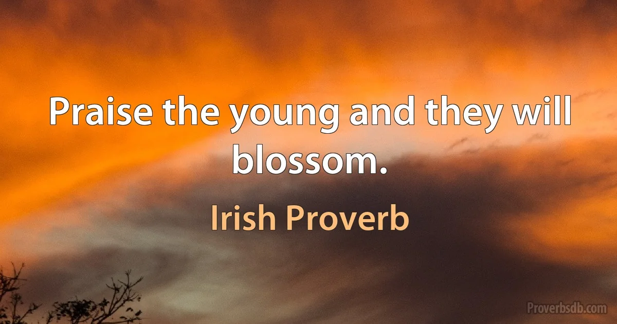 Praise the young and they will blossom. (Irish Proverb)