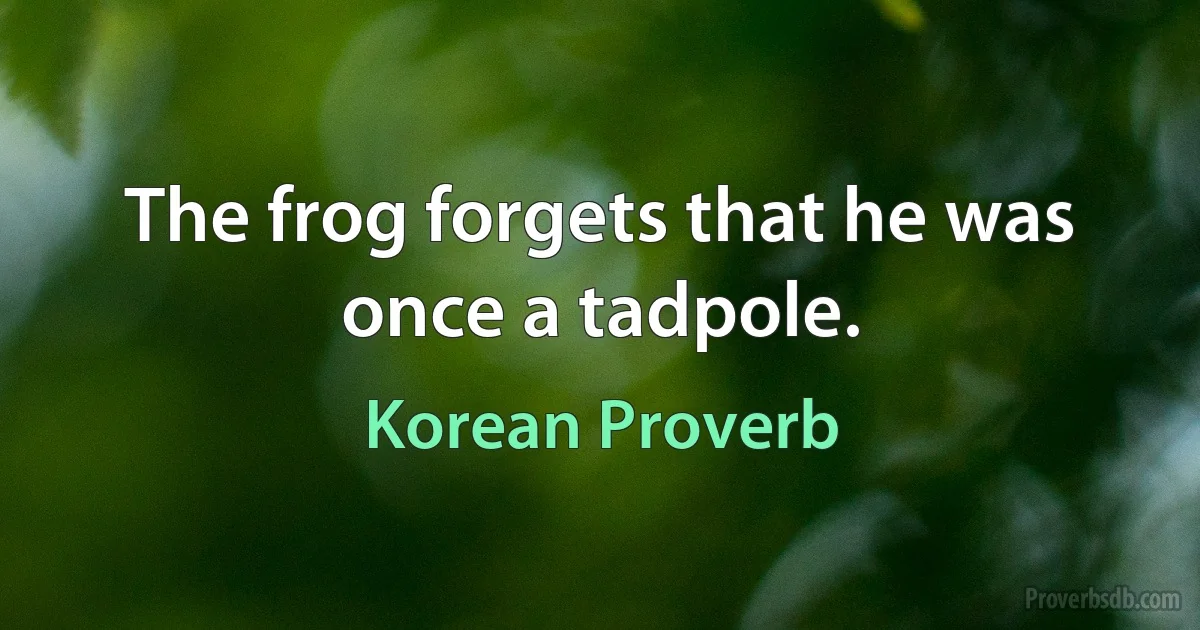 The frog forgets that he was once a tadpole. (Korean Proverb)