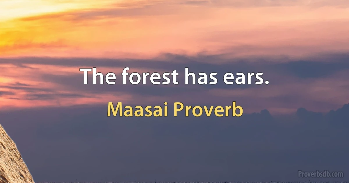 The forest has ears. (Maasai Proverb)