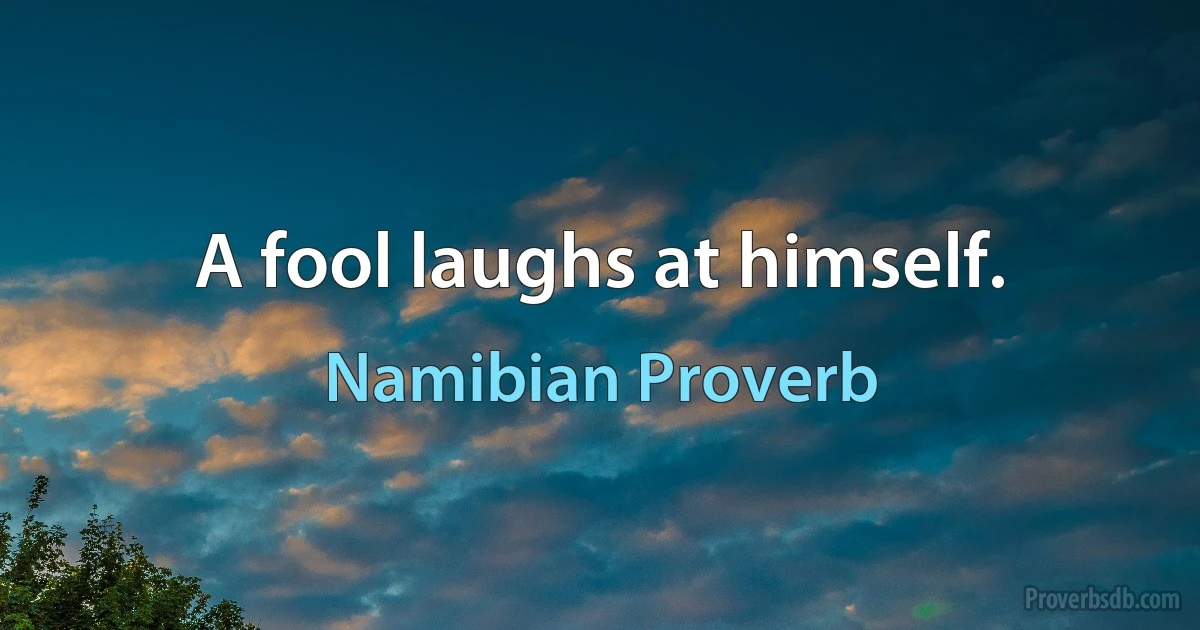 A fool laughs at himself. (Namibian Proverb)