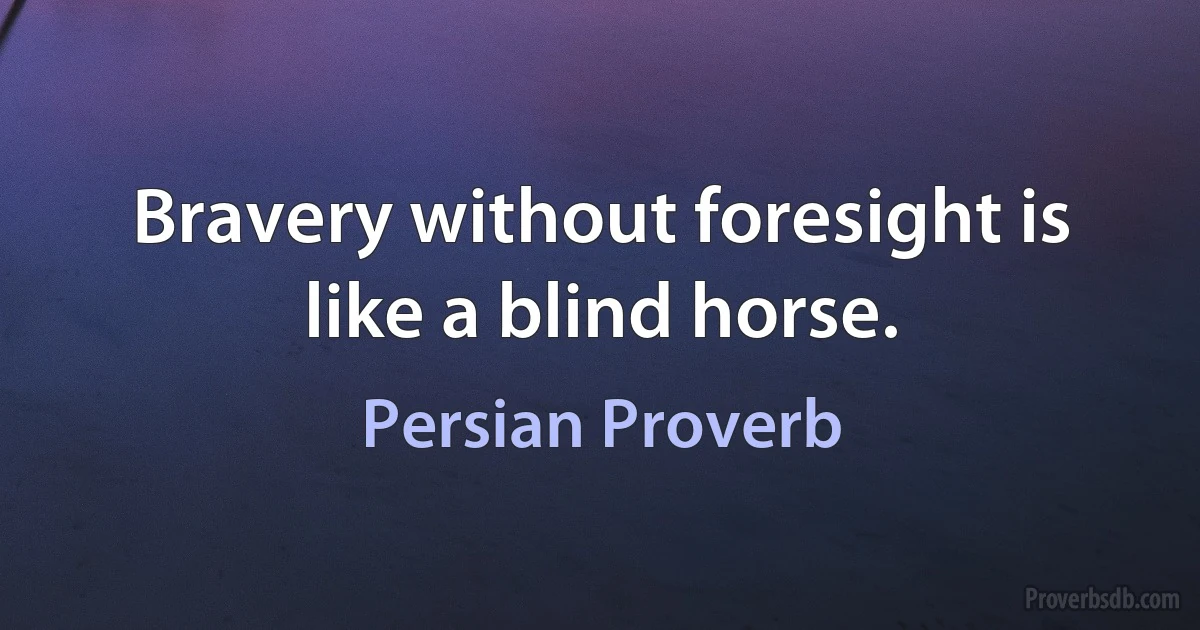 Bravery without foresight is like a blind horse. (Persian Proverb)