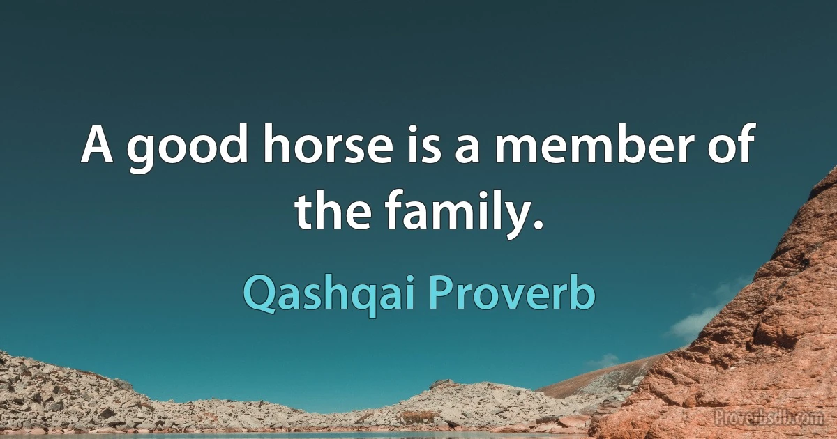 A good horse is a member of the family. (Qashqai Proverb)