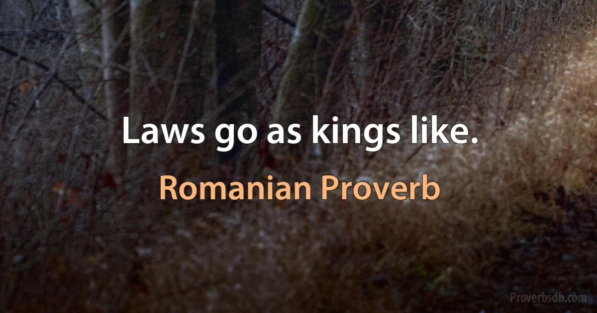 Laws go as kings like. (Romanian Proverb)