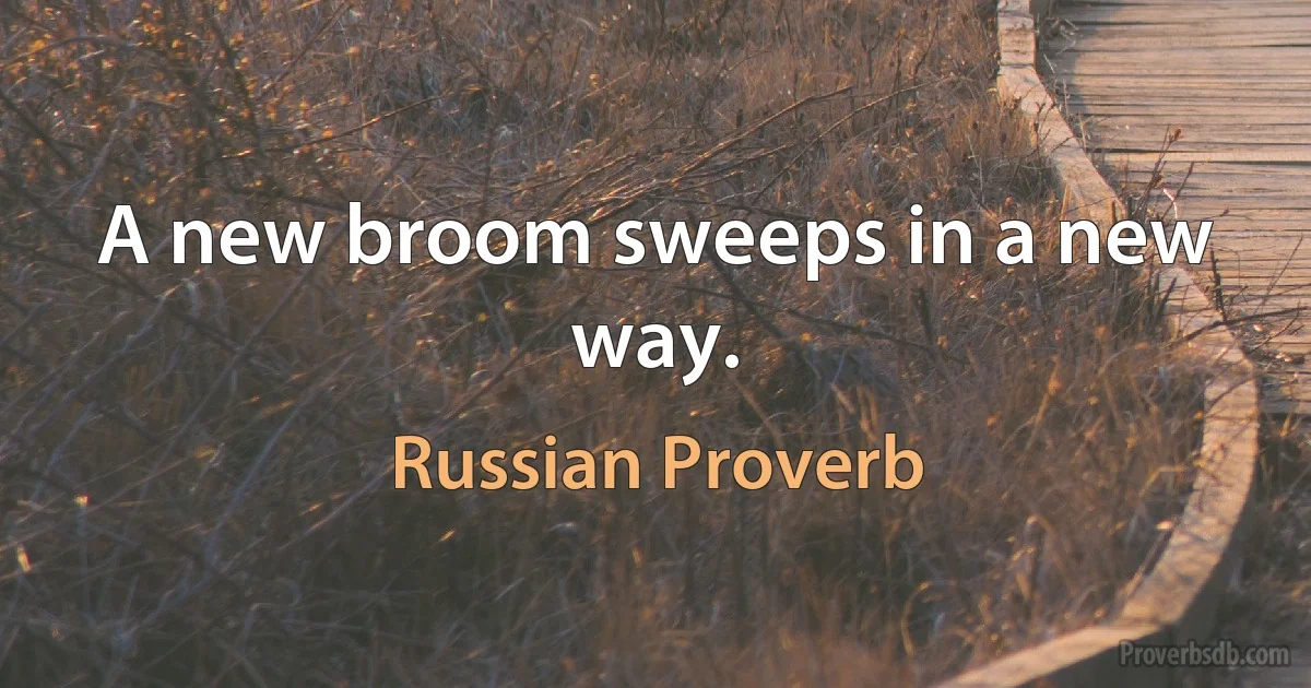 A new broom sweeps in a new way. (Russian Proverb)