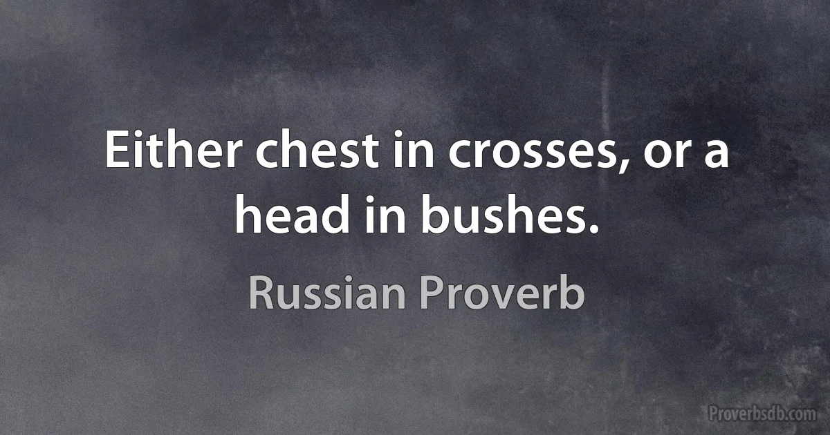 Either chest in crosses, or a head in bushes. (Russian Proverb)