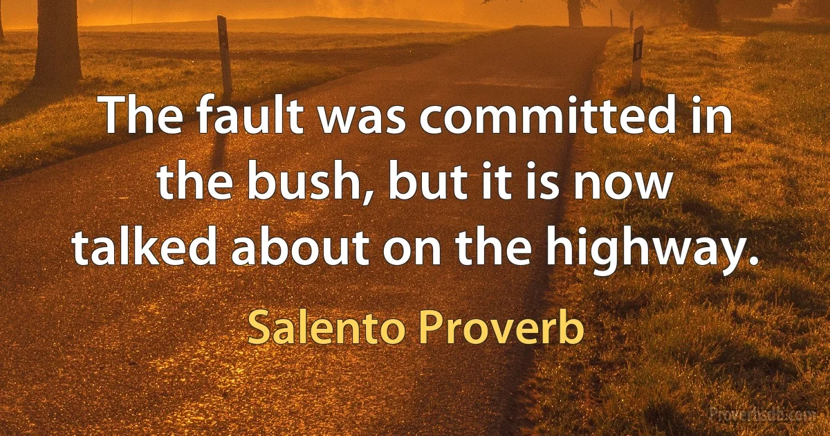 The fault was committed in the bush, but it is now talked about on the highway. (Salento Proverb)