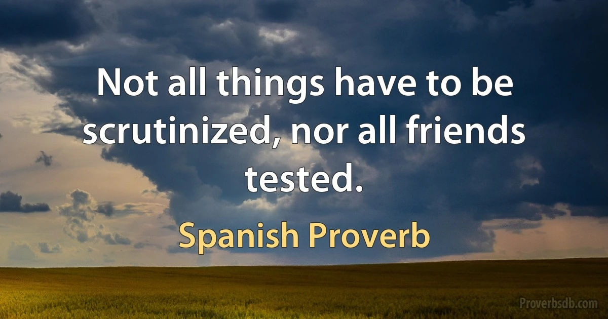 Not all things have to be scrutinized, nor all friends tested. (Spanish Proverb)