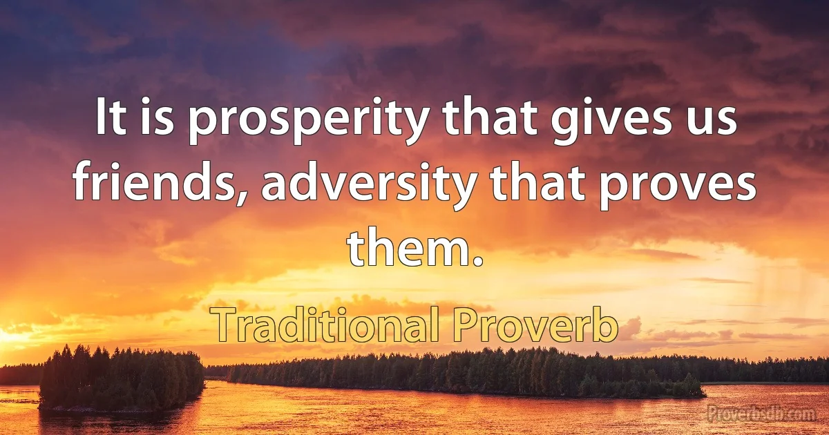 It is prosperity that gives us friends, adversity that proves them. (Traditional Proverb)