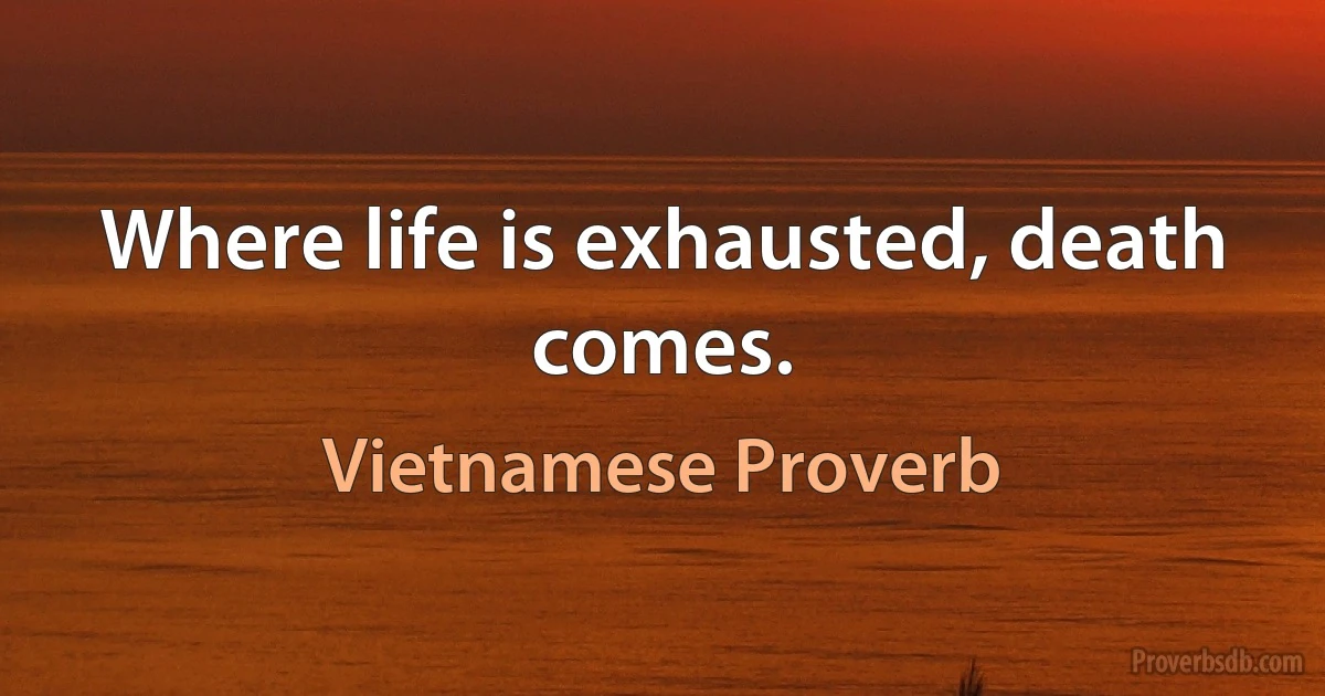 Where life is exhausted, death comes. (Vietnamese Proverb)