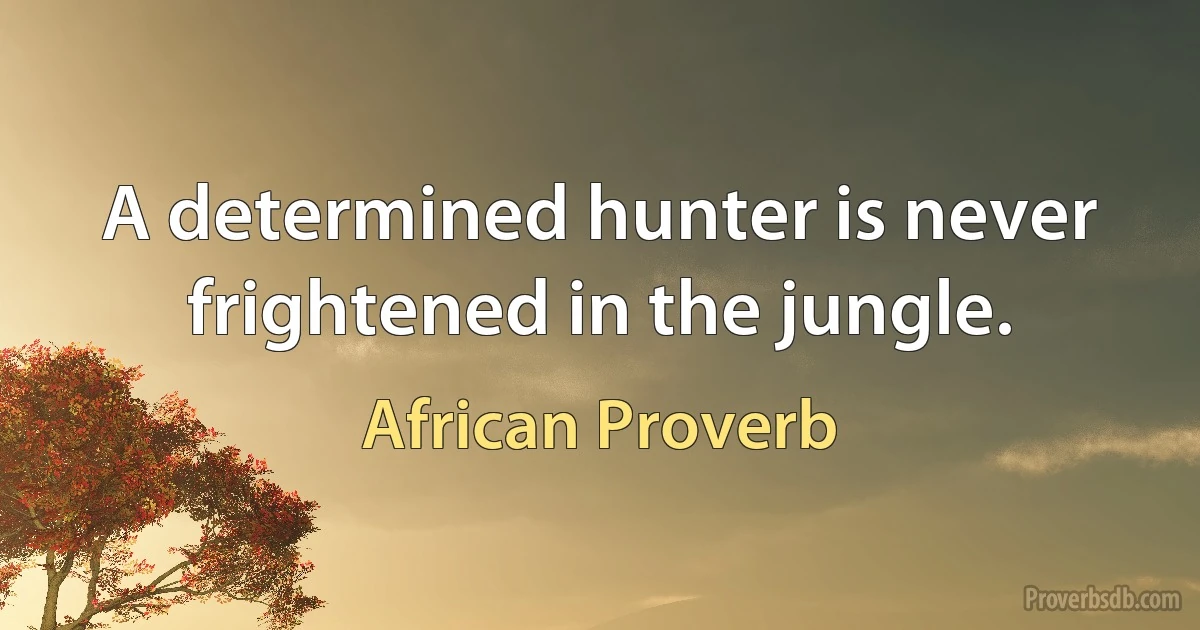 A determined hunter is never frightened in the jungle. (African Proverb)