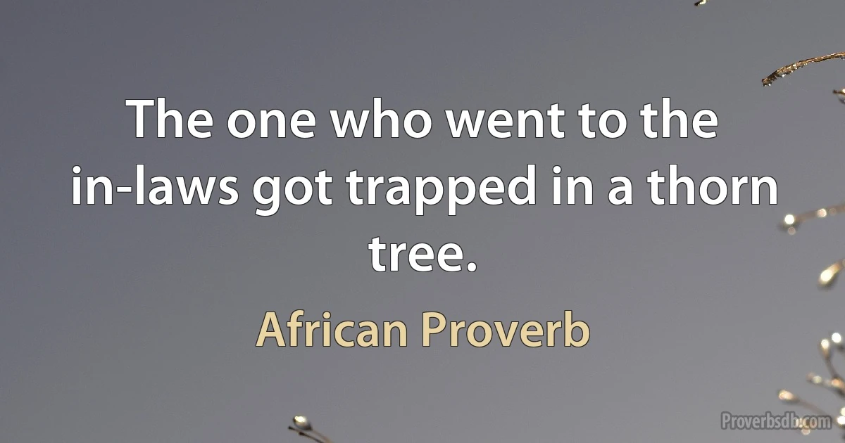 The one who went to the in-laws got trapped in a thorn tree. (African Proverb)