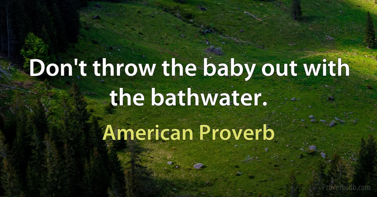 Don't throw the baby out with the bathwater. (American Proverb)