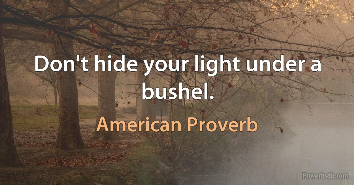 Don't hide your light under a bushel. (American Proverb)