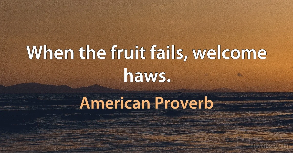 When the fruit fails, welcome haws. (American Proverb)