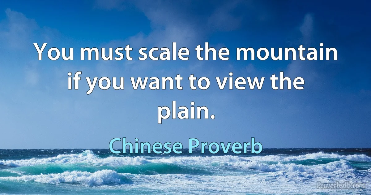 You must scale the mountain if you want to view the plain. (Chinese Proverb)