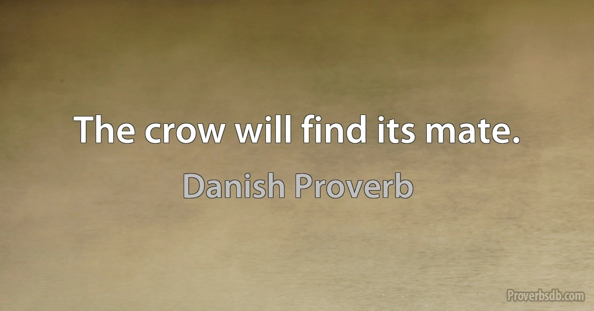 The crow will find its mate. (Danish Proverb)