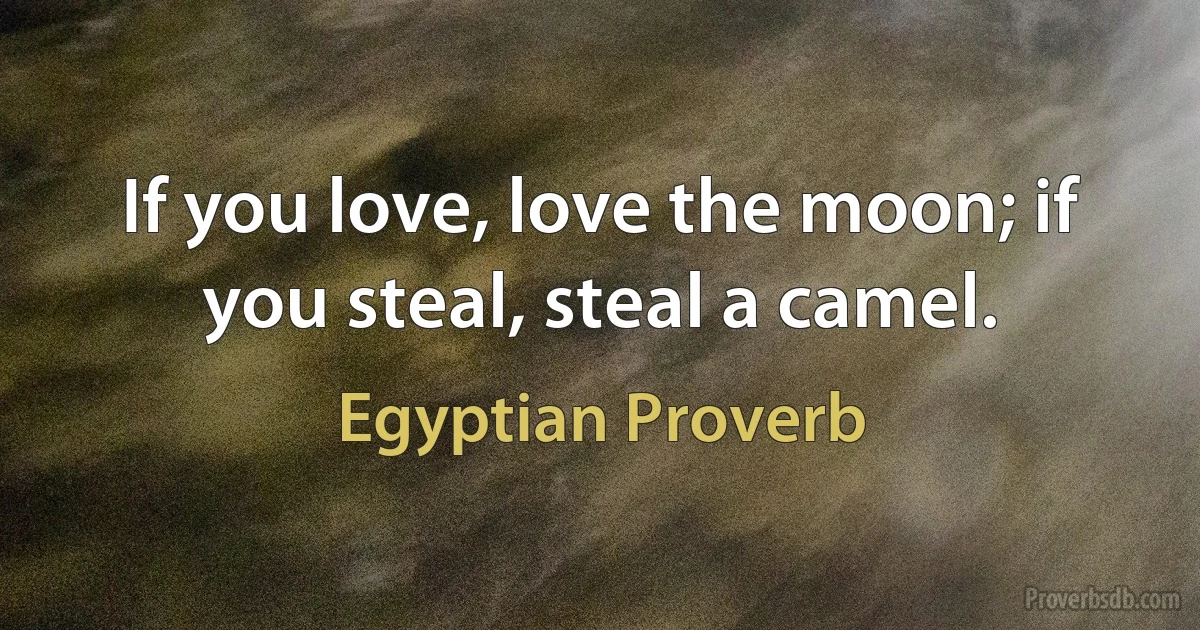 If you love, love the moon; if you steal, steal a camel. (Egyptian Proverb)