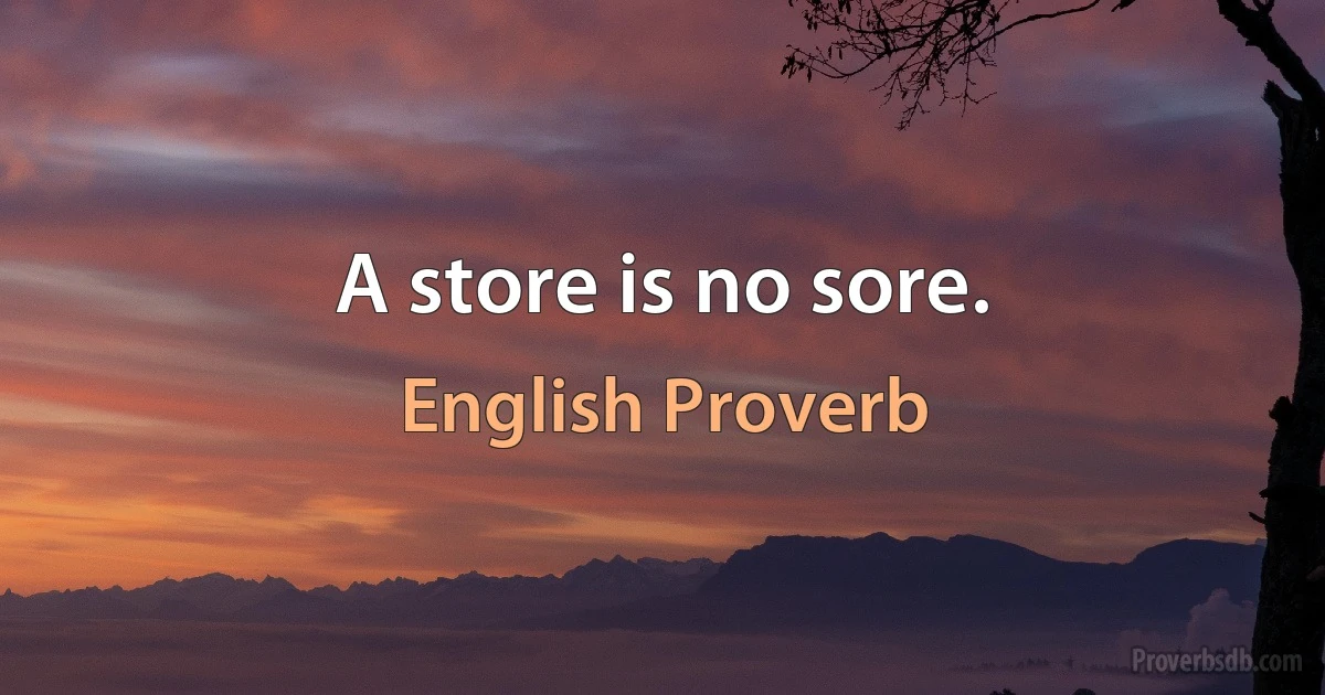 A store is no sore. (English Proverb)