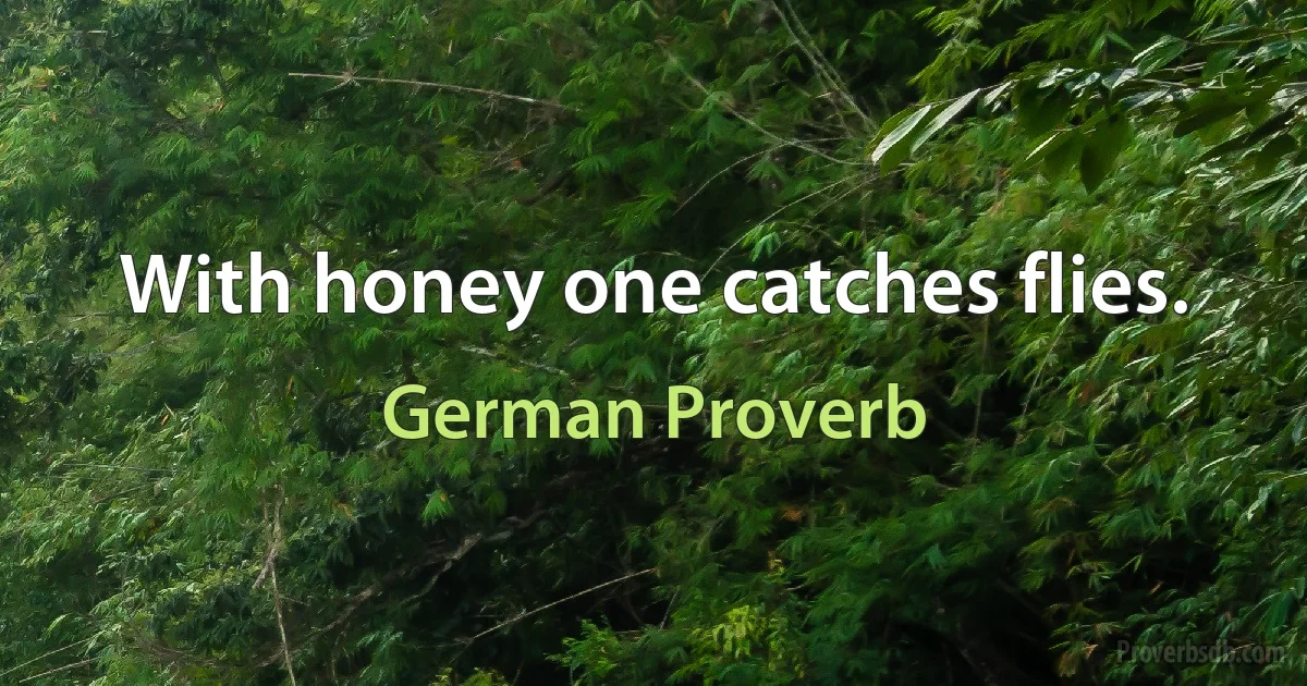 With honey one catches flies. (German Proverb)