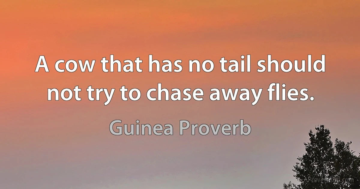 A cow that has no tail should not try to chase away flies. (Guinea Proverb)