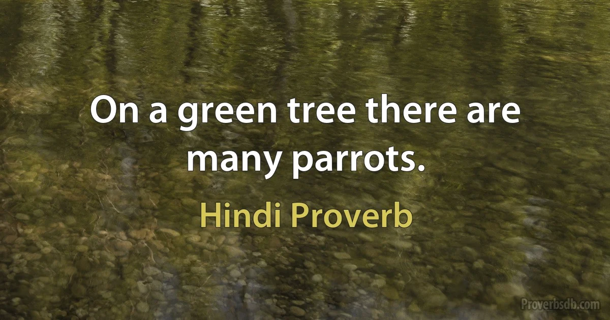 On a green tree there are many parrots. (Hindi Proverb)