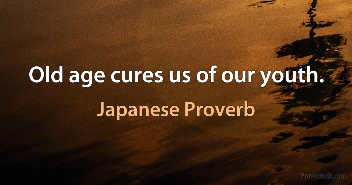 Old age cures us of our youth. (Japanese Proverb)