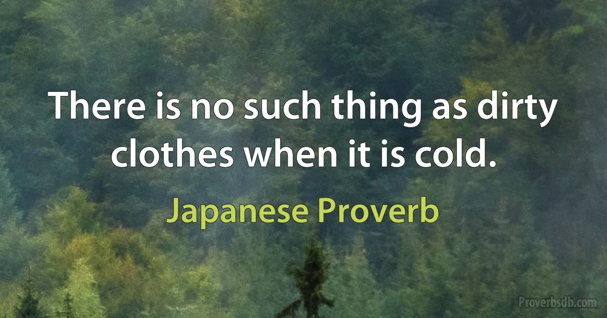 There is no such thing as dirty clothes when it is cold. (Japanese Proverb)