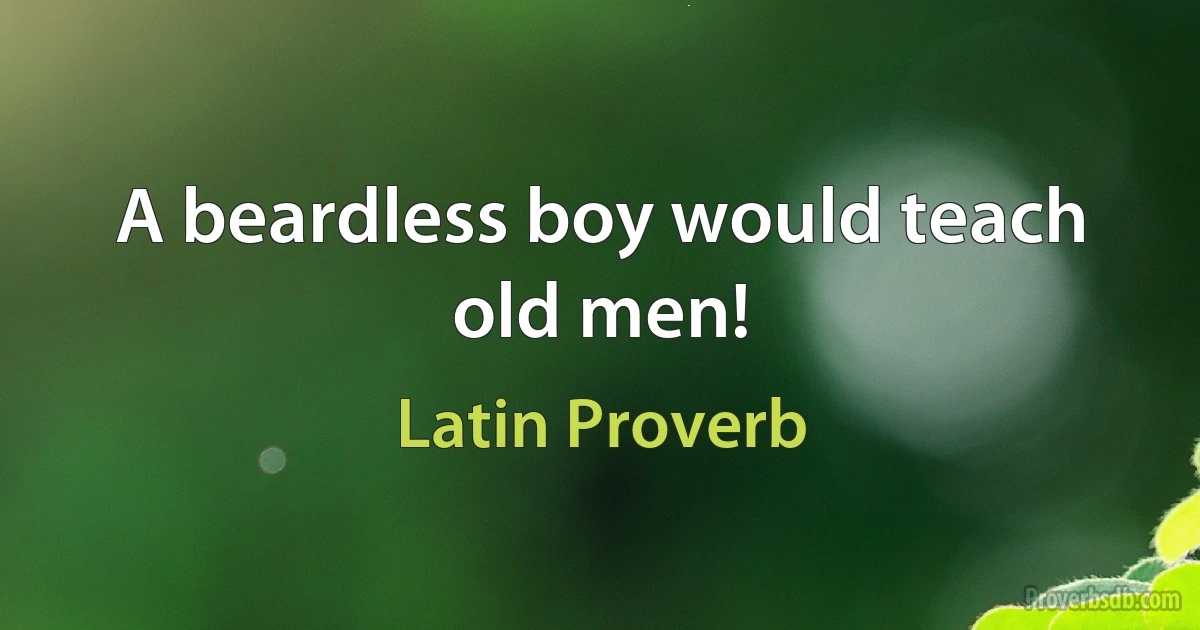 A beardless boy would teach old men! (Latin Proverb)