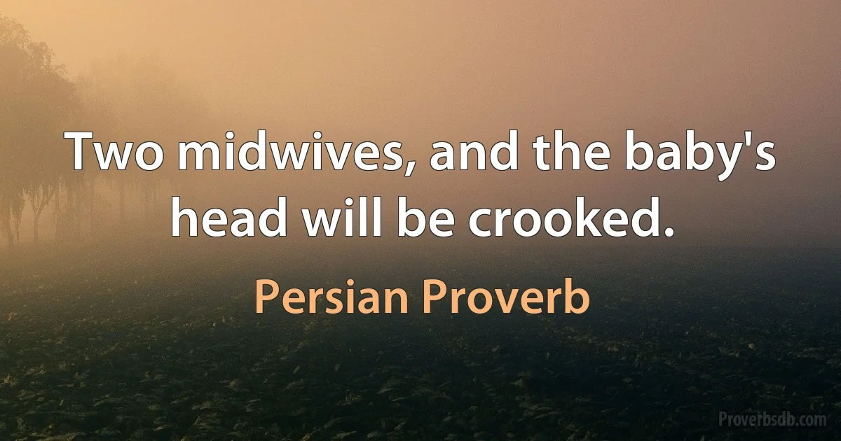 Two midwives, and the baby's head will be crooked. (Persian Proverb)