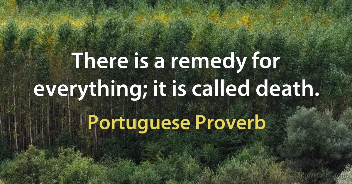 There is a remedy for everything; it is called death. (Portuguese Proverb)