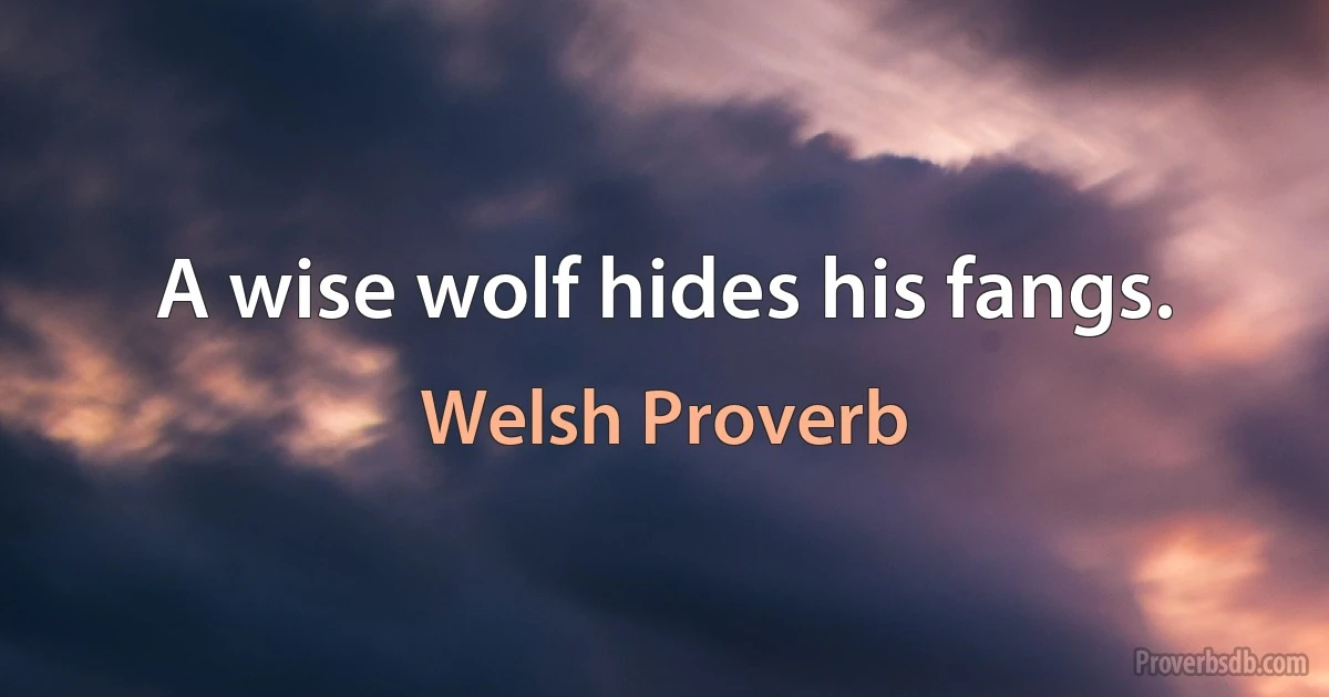 A wise wolf hides his fangs. (Welsh Proverb)