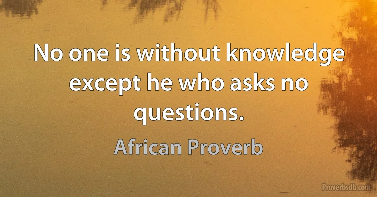 No one is without knowledge except he who asks no questions. (African Proverb)