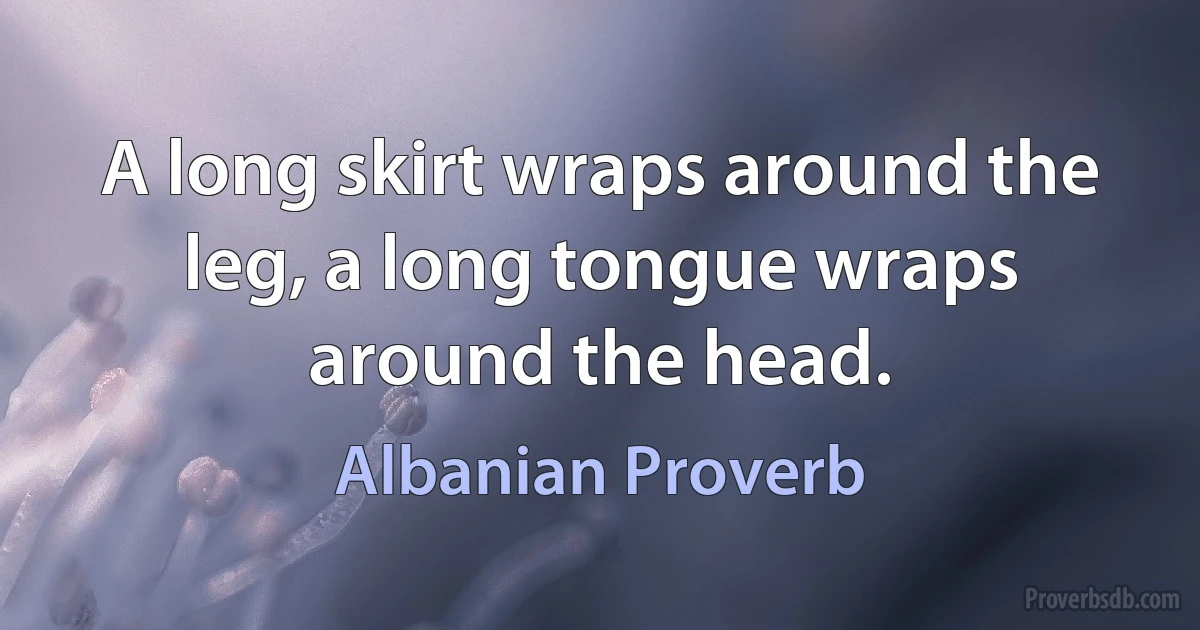 A long skirt wraps around the leg, a long tongue wraps around the head. (Albanian Proverb)