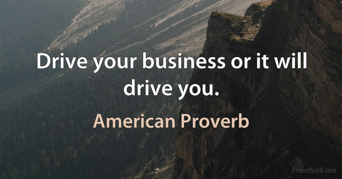 Drive your business or it will drive you. (American Proverb)