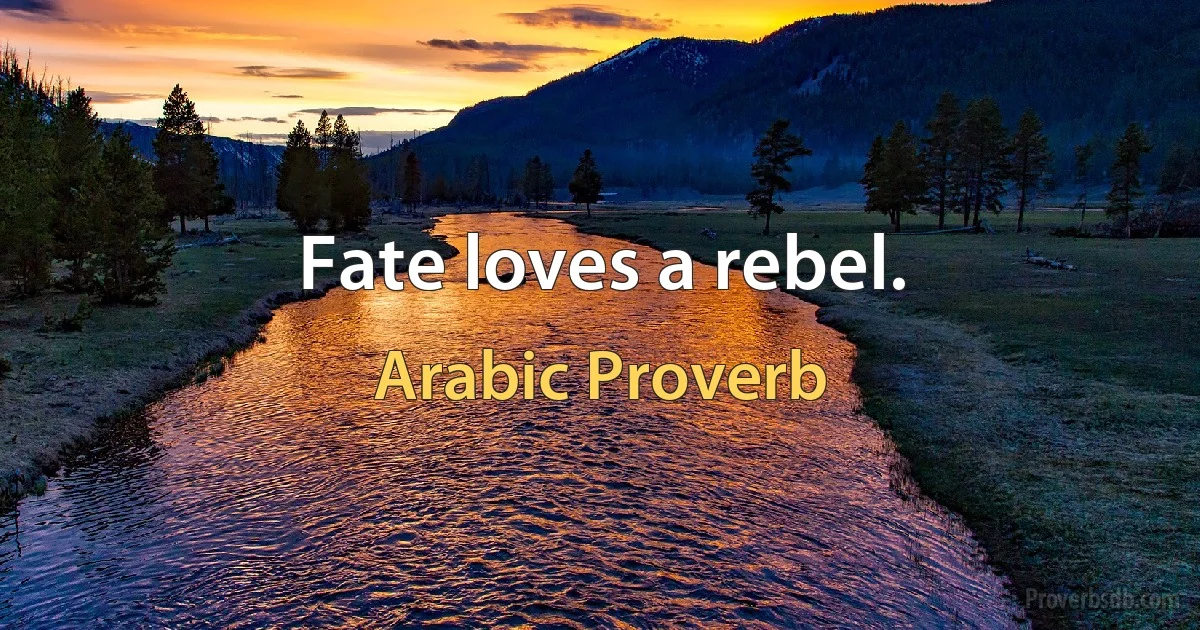 Fate loves a rebel. (Arabic Proverb)