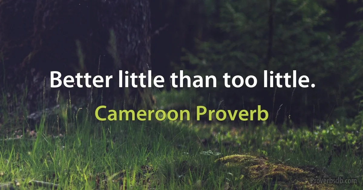 Better little than too little. (Cameroon Proverb)