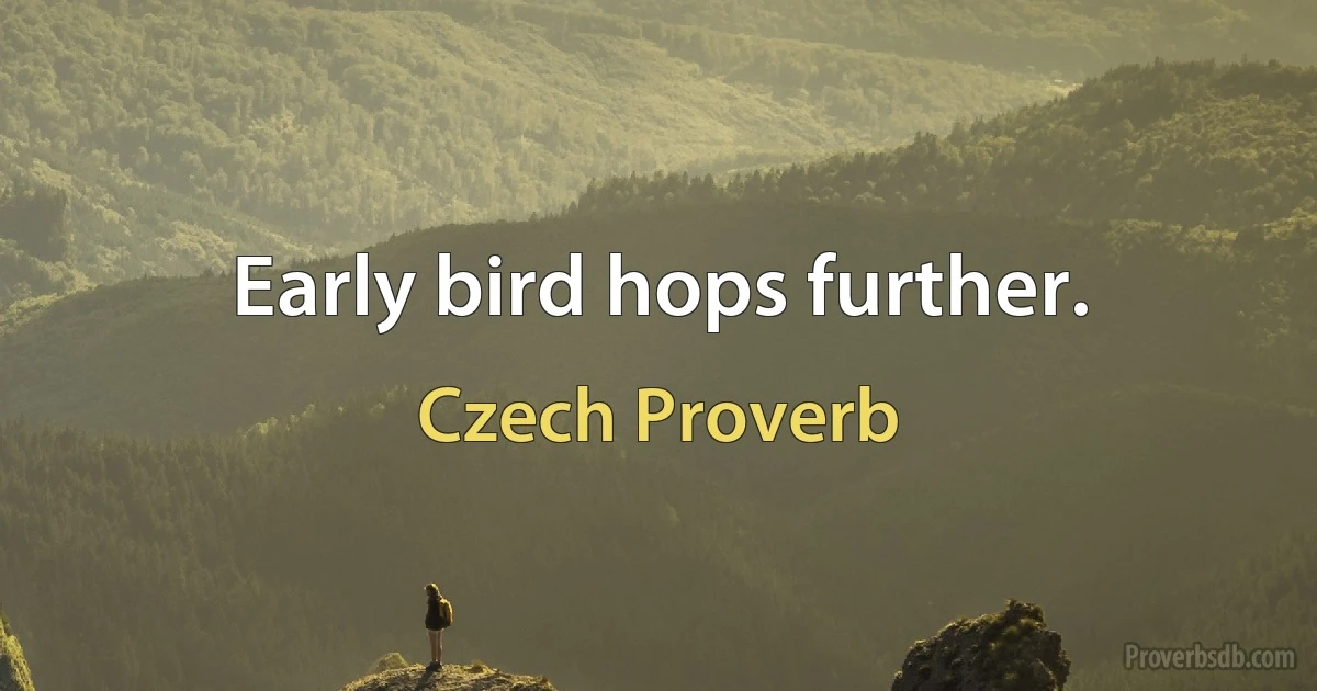 Early bird hops further. (Czech Proverb)