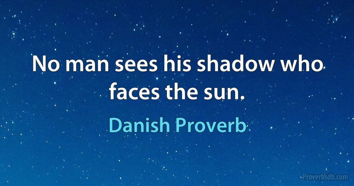 No man sees his shadow who faces the sun. (Danish Proverb)