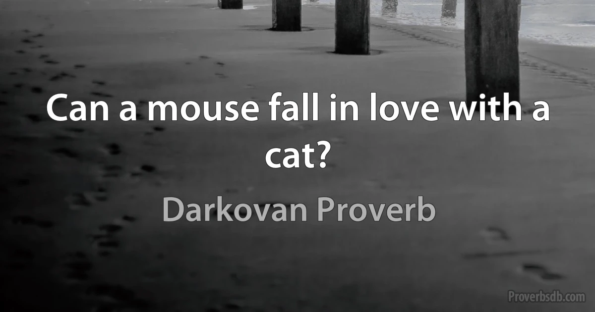 Can a mouse fall in love with a cat? (Darkovan Proverb)