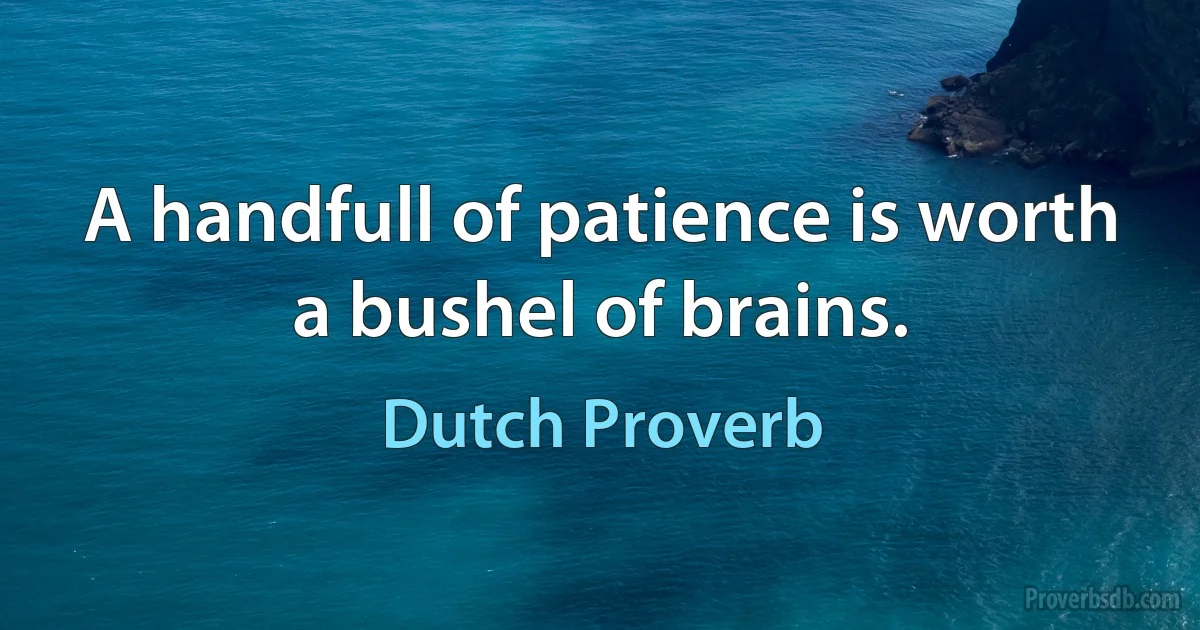 A handfull of patience is worth a bushel of brains. (Dutch Proverb)