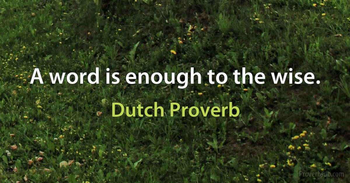 A word is enough to the wise. (Dutch Proverb)