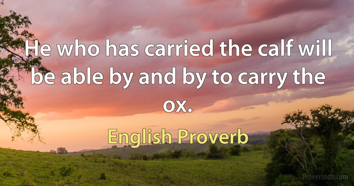 He who has carried the calf will be able by and by to carry the ox. (English Proverb)