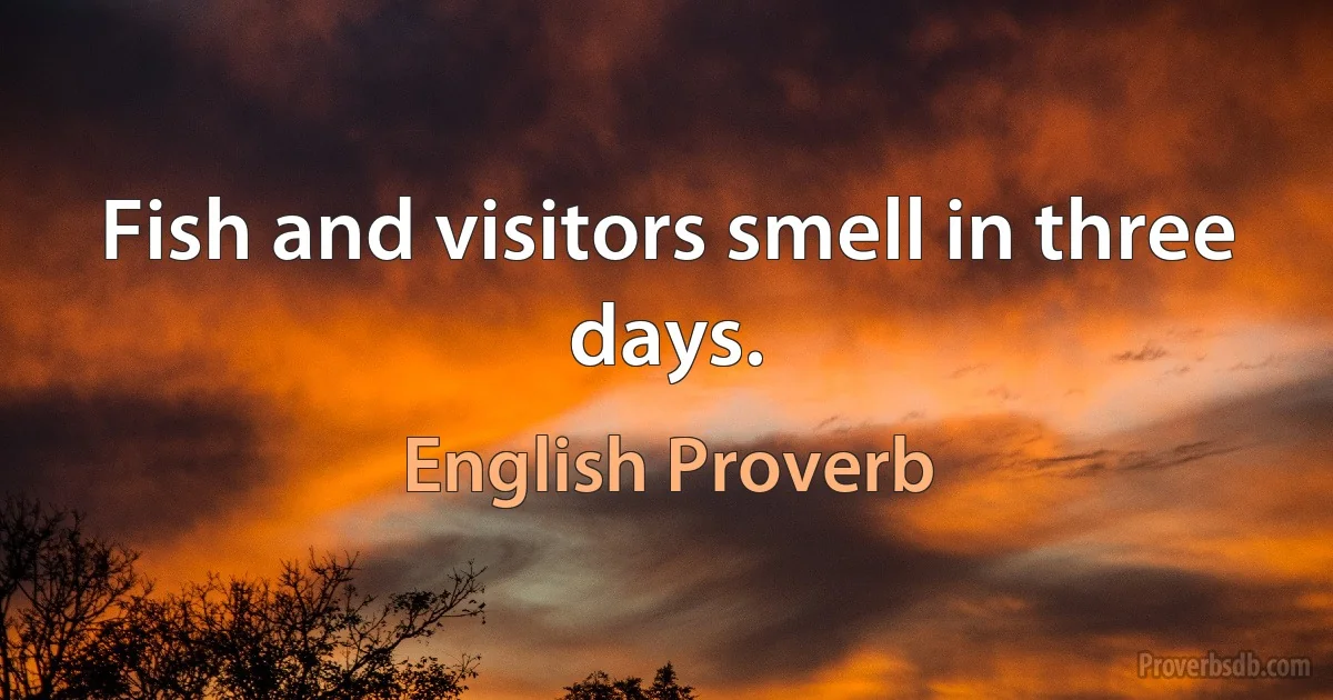 Fish and visitors smell in three days. (English Proverb)