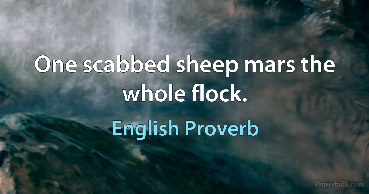 One scabbed sheep mars the whole flock. (English Proverb)