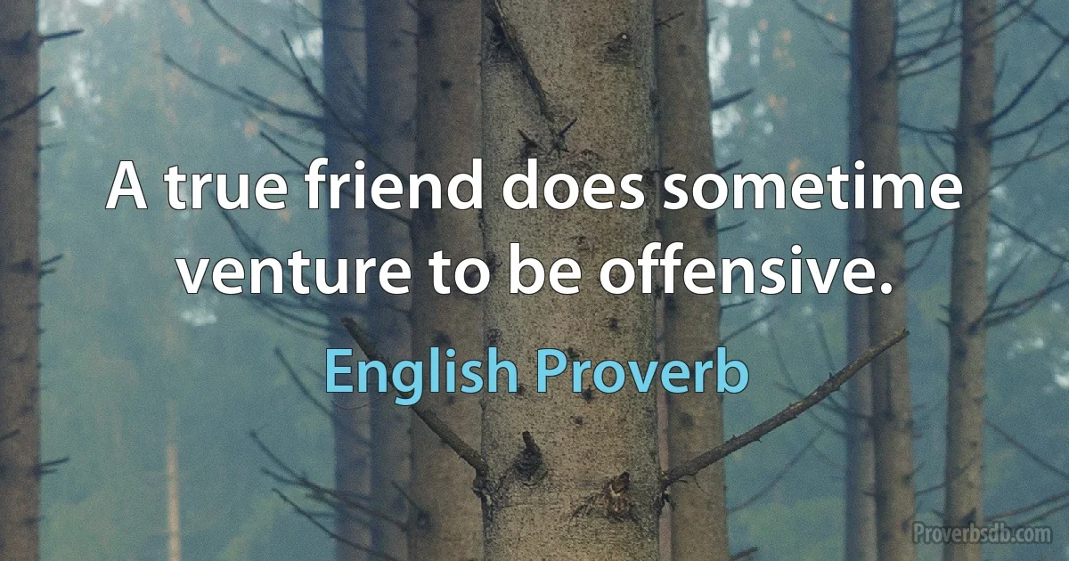 A true friend does sometime venture to be offensive. (English Proverb)