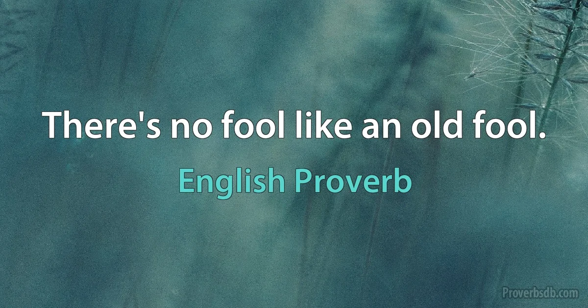 There's no fool like an old fool. (English Proverb)