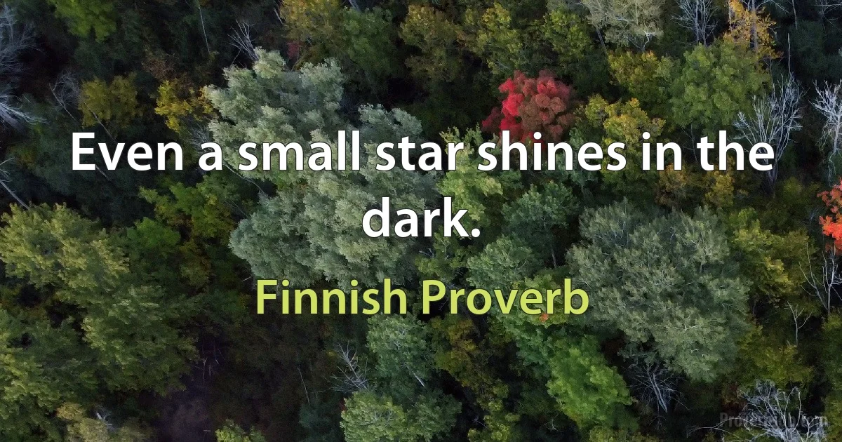 Even a small star shines in the dark. (Finnish Proverb)